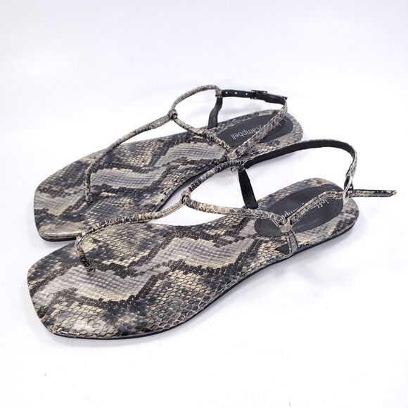 Jeffrey Campbell Slip On Leather Sandal Womens Size 8 38 Gray Black Snake Skin - Picture 1 of 9
